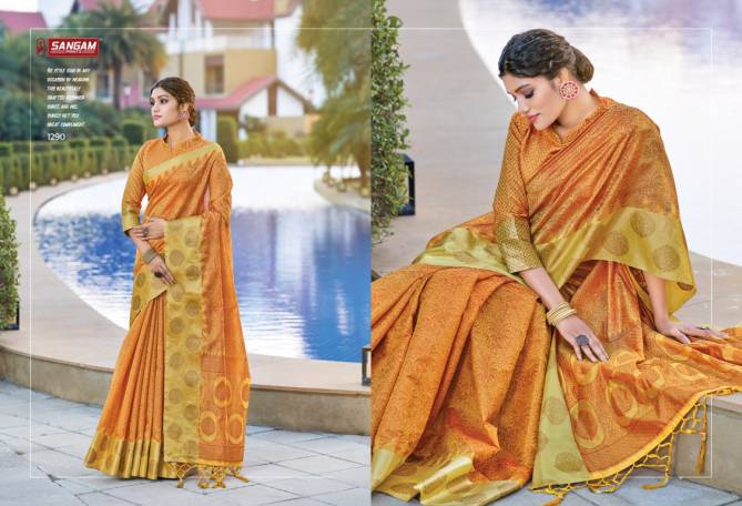 Sangam Shreeya Organza Weaving Festive Wear Heavy Rich Pallu Latest Sarees Collection